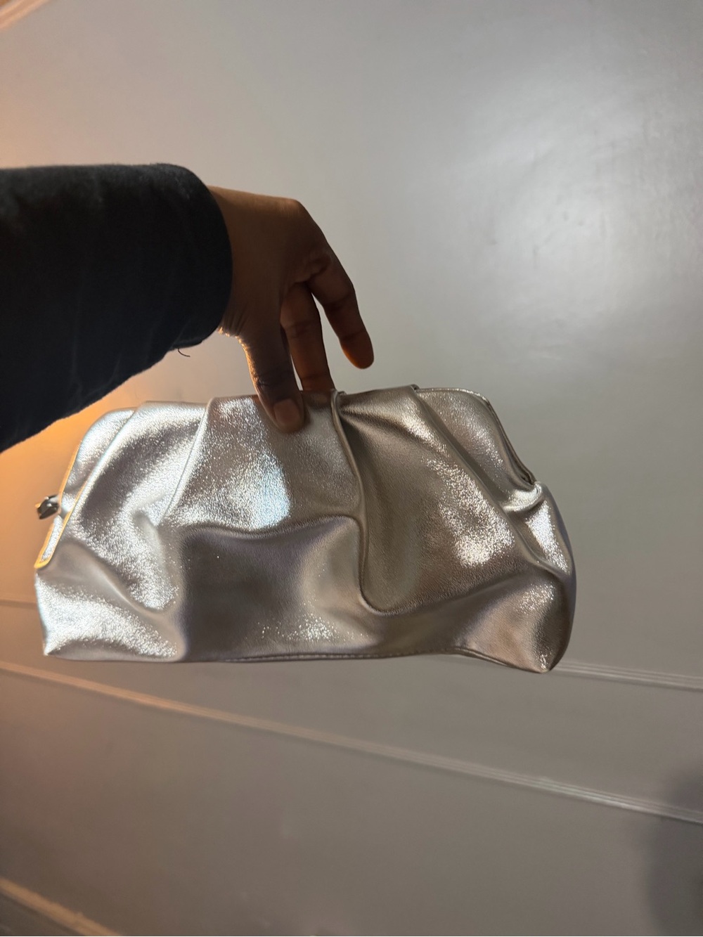 Metallic Silver Women’s Clutch Bag